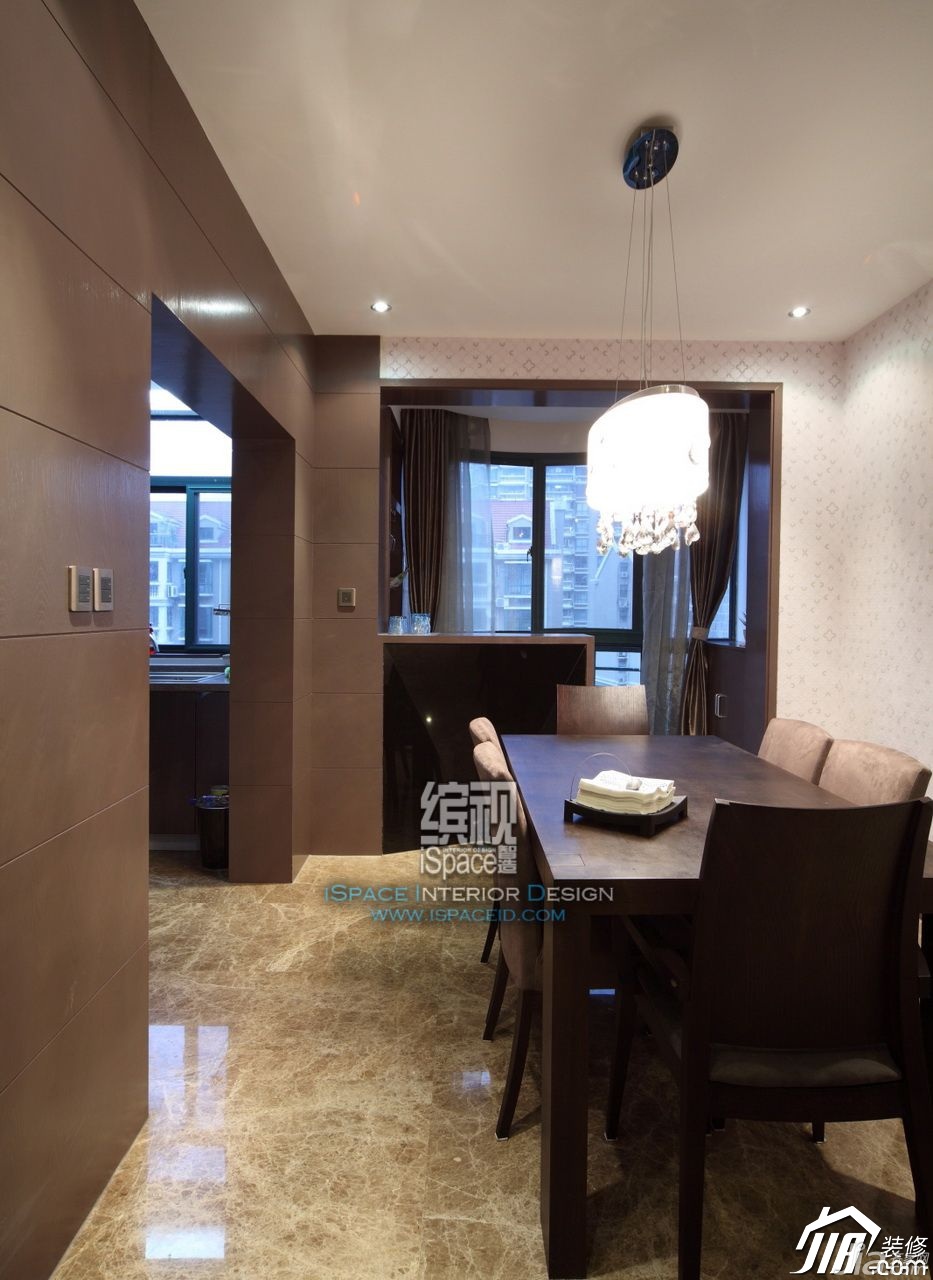 富裕型装修,简约风格,公寓装修,110平米装修,餐厅,餐桌,灯具,缤视设计