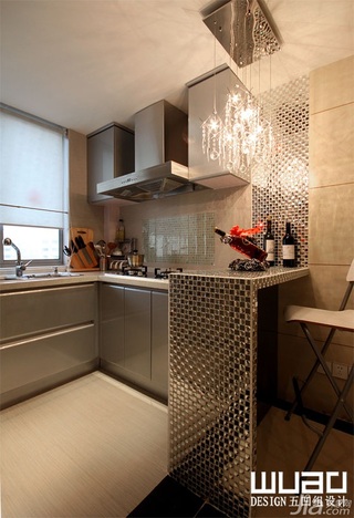欧式风格公寓大气富裕型厨房吧台橱柜婚房家装图
