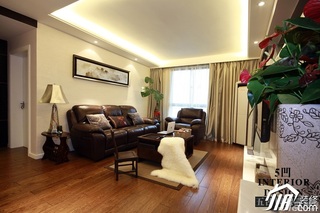 新古典风格公寓时尚咖啡色富裕型客厅沙发背景墙灯具效果图