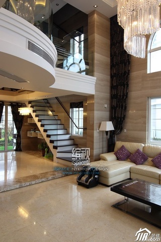 欧式风格别墅奢华富裕型客厅楼梯装修图片