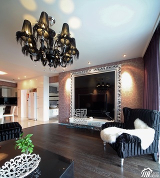 简约风格公寓富裕型120平米客厅电视背景墙灯具效果图