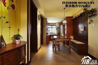 美式风格公寓可爱暖色调富裕型80平米餐厅餐桌效果图