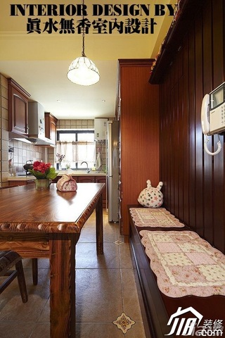 美式风格公寓可爱暖色调富裕型80平米餐厅灯具图片