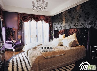 欧式风格跃层温馨20万以上卧室背景墙床效果图
