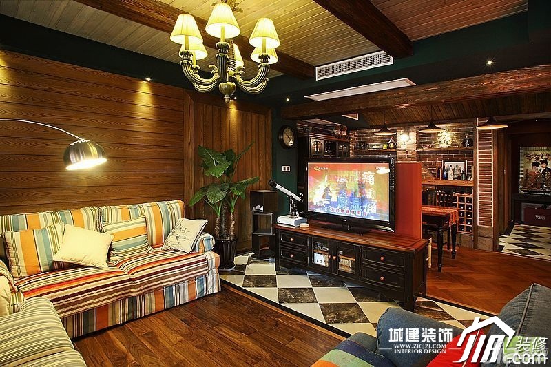 混搭风格,10-15万装修,公寓装修,客厅,沙发背景墙,灯具,电视柜,城建装饰