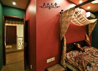混搭风格别墅温馨暖色调豪华型卧室吊顶床图片