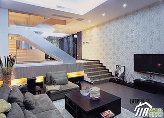 简约风格跃层富裕型客厅楼梯茶几图片