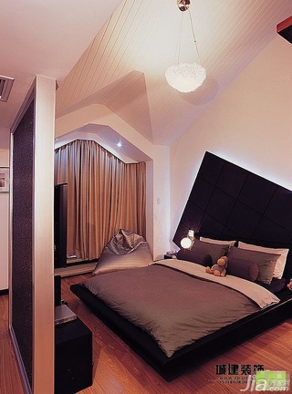 简约风格跃层富裕型卧室卧室背景墙床效果图