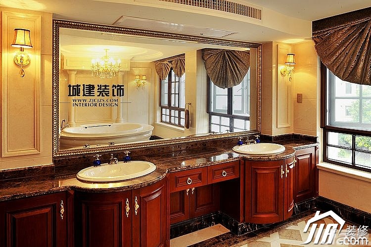 别墅装修,20万以上装修,新古典风格,卫生间,洗手台,浴室柜,城建装饰