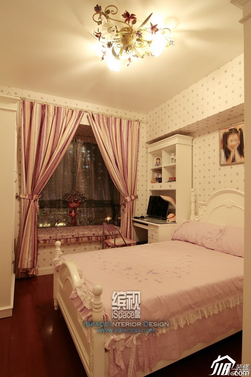 公寓装修,110平米装修,经济型装修,简约风格,卧室,温馨,灯具,床,书桌,缤视设计
