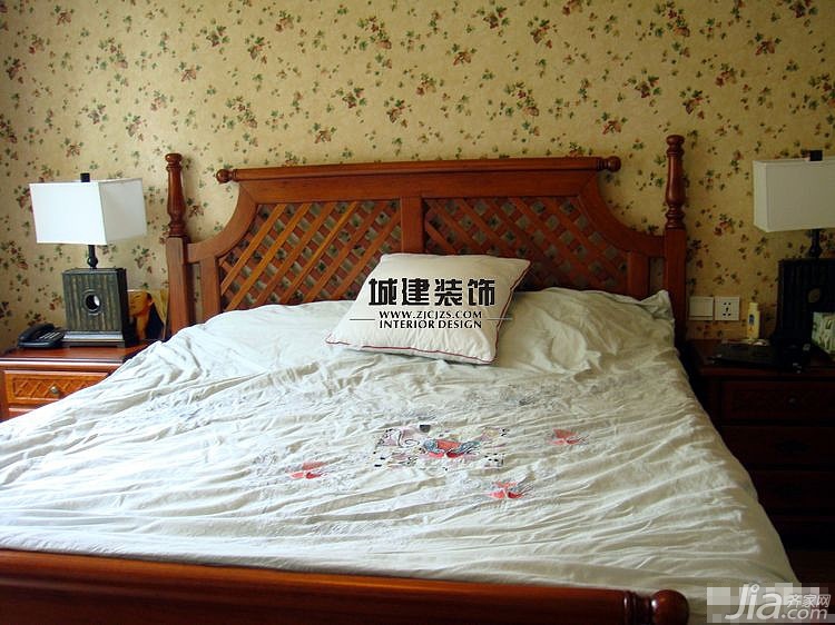 小户型装修,3万-5万装修,卧室,壁纸,床,灯具,小清新,城建装饰