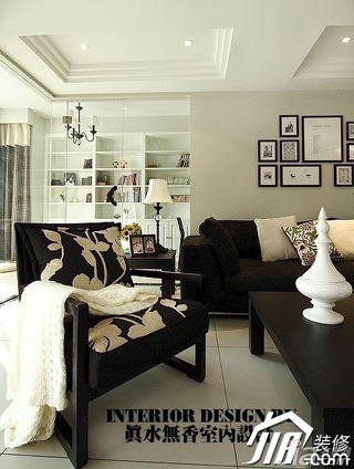 简约风格公寓冷色调富裕型130平米客厅沙发背景墙沙发图片