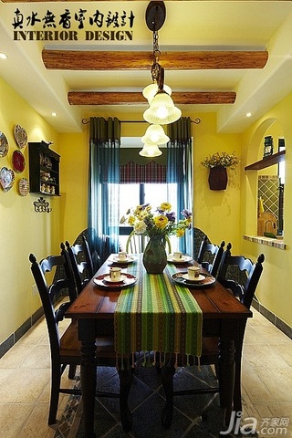 混搭风格古典原木色富裕型70平米餐厅餐桌婚房家居图片