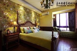 混搭风格古典原木色富裕型70平米床婚房平面图