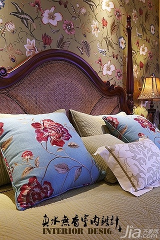 混搭风格古典原木色富裕型70平米卧室床婚房设计图