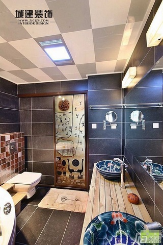 三居室富裕型卫生间洗手台效果图