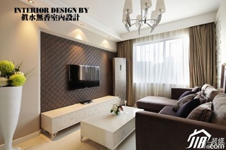 公寓大气咖啡色富裕型80平米客厅电视背景墙电视柜效果图