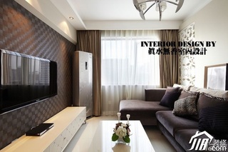 公寓大气咖啡色富裕型80平米客厅电视背景墙电视柜图片