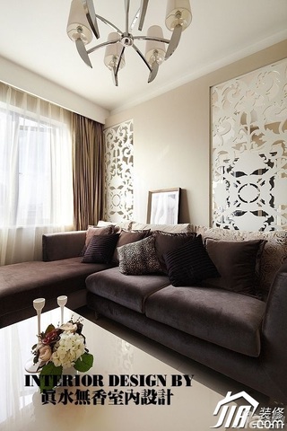 公寓大气咖啡色富裕型80平米客厅沙发背景墙沙发图片