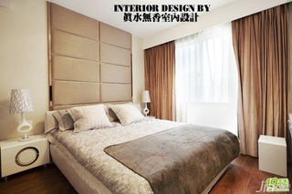 公寓大气咖啡色富裕型80平米卧室床效果图