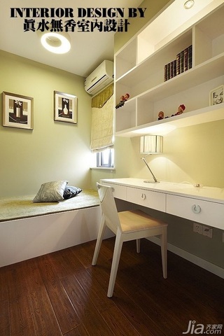 公寓大气咖啡色富裕型80平米书房地台书桌效果图