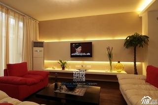 简约风格别墅经济型客厅电视背景墙沙发效果图