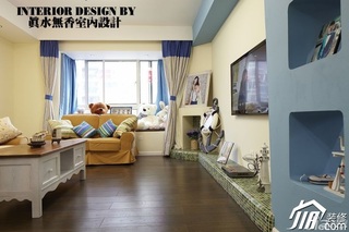 地中海风格公寓简洁富裕型100平米客厅电视背景墙沙发图片
