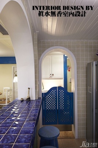 地中海风格公寓富裕型100平米吧台装修图片
