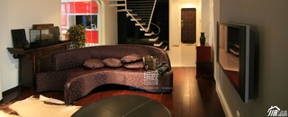 简约风格复式富裕型客厅楼梯沙发效果图
