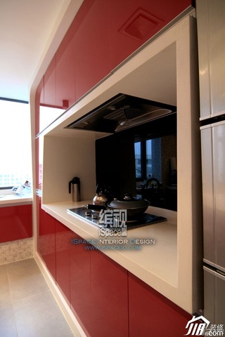 简约风格复式红色富裕型厨房橱柜定做