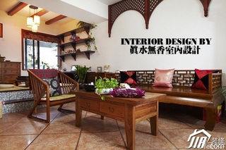混搭风格公寓古典原木色豪华型80平米客厅沙发背景墙沙发图片