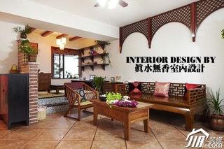 混搭风格公寓古典原木色豪华型80平米客厅沙发背景墙沙发图片