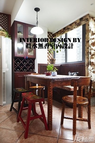 混搭风格公寓古典原木色豪华型80平米餐厅餐桌图片