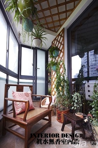 混搭风格公寓古典原木色豪华型80平米阳台装修效果图