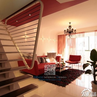 简约风格复式富裕型110平米客厅楼梯沙发效果图
