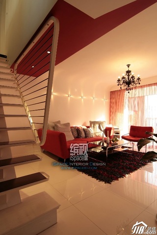 简约风格复式富裕型110平米客厅楼梯沙发图片