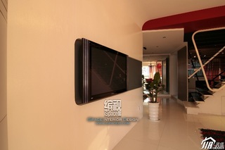 简约风格复式富裕型110平米客厅电视背景墙设计