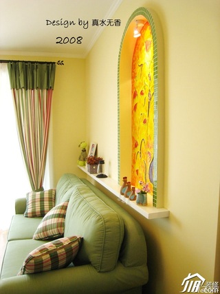 混搭风格富裕型110平米客厅沙发背景墙沙发效果图