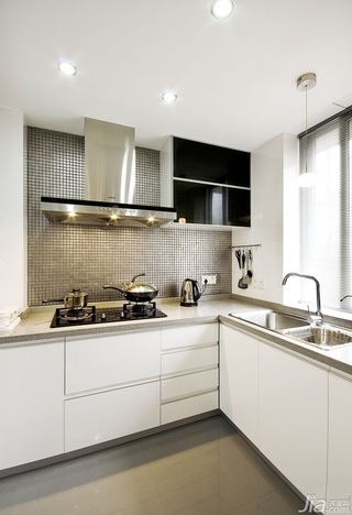 简约风格公寓时尚冷色调富裕型厨房橱柜设计