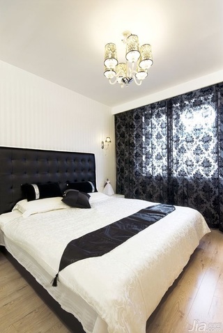 简约风格公寓时尚冷色调富裕型卧室窗帘图片