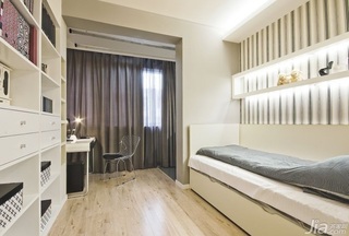 简约风格公寓时尚冷色调富裕型卧室背景墙床效果图