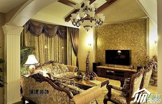 欧式风格别墅豪华型客厅电视背景墙沙发图片