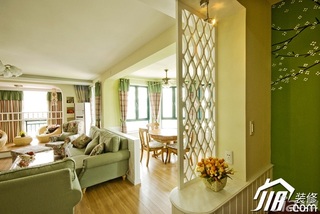 田园风格公寓小清新绿色富裕型客厅隔断沙发效果图