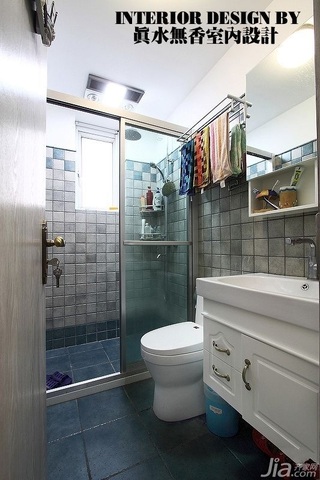 混搭风格公寓小清新80平米卫生间浴室柜效果图