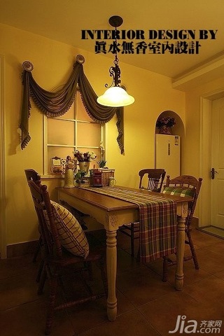 美式乡村风格公寓温馨暖色调110平米餐厅餐厅背景墙餐桌效果图