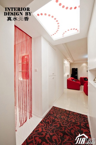 简约风格公寓时尚红色富裕型100平米门厅装修