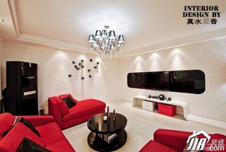 简约风格公寓时尚红色富裕型100平米客厅灯具图片