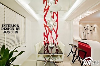 简约风格公寓时尚红色富裕型100平米餐厅吧台餐桌图片