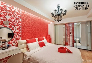 简约风格公寓时尚红色富裕型100平米卧室卧室背景墙床效果图