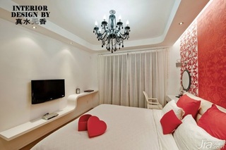 简约风格公寓时尚红色富裕型100平米卧室卧室背景墙床效果图